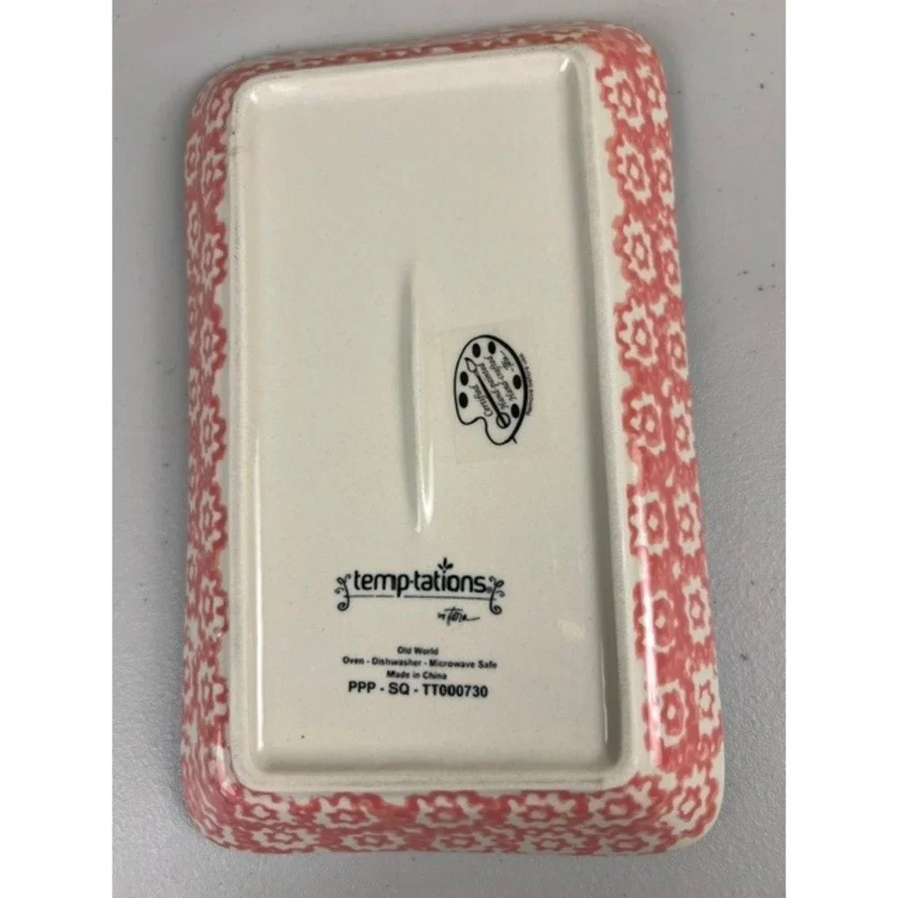 Temp-tations Old World Ceramic Butter Dish Loaf Pan Tray Measuring Spoons Set